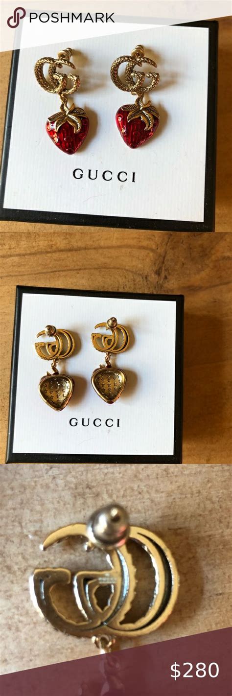 gucci strawberry earrings|Gucci bamboo earrings.